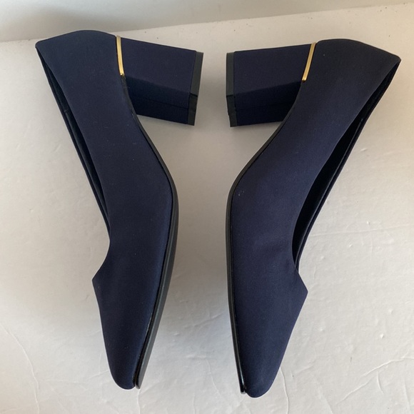 Mootsies Tootsies Navy Blue Chunky Block Heel Shoes - Picture 6 of 10
